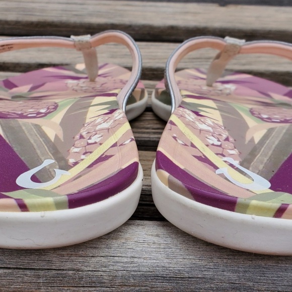 Olukai Ho'opio Hau Flip Flops Size 11 Women Silver Pineapple Sandals - Picture 14 of 14